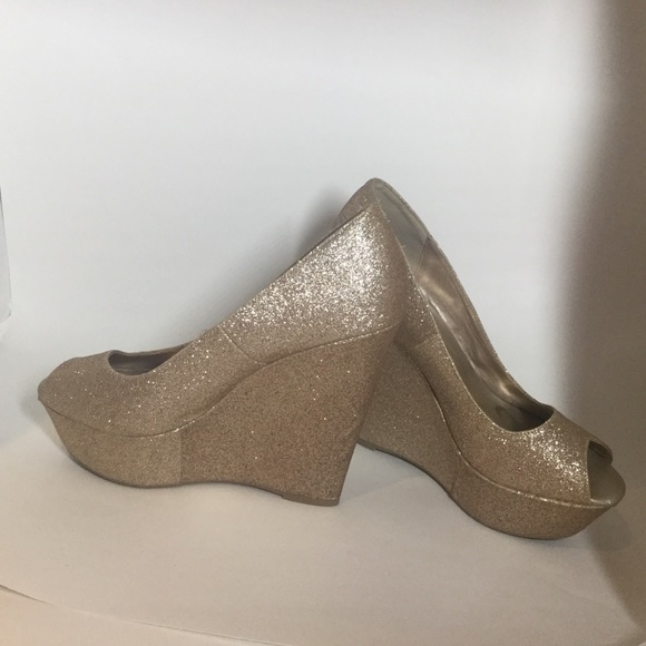 Deb, Gold Sparkly, Platform Cushioned Insole, - Picture 7 of 9